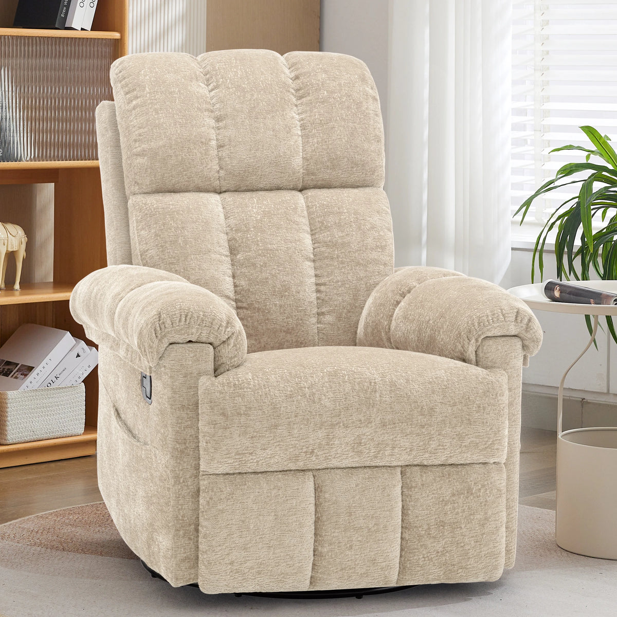 KORSER Swivel Rocker Recliner Chair with Side Pockets