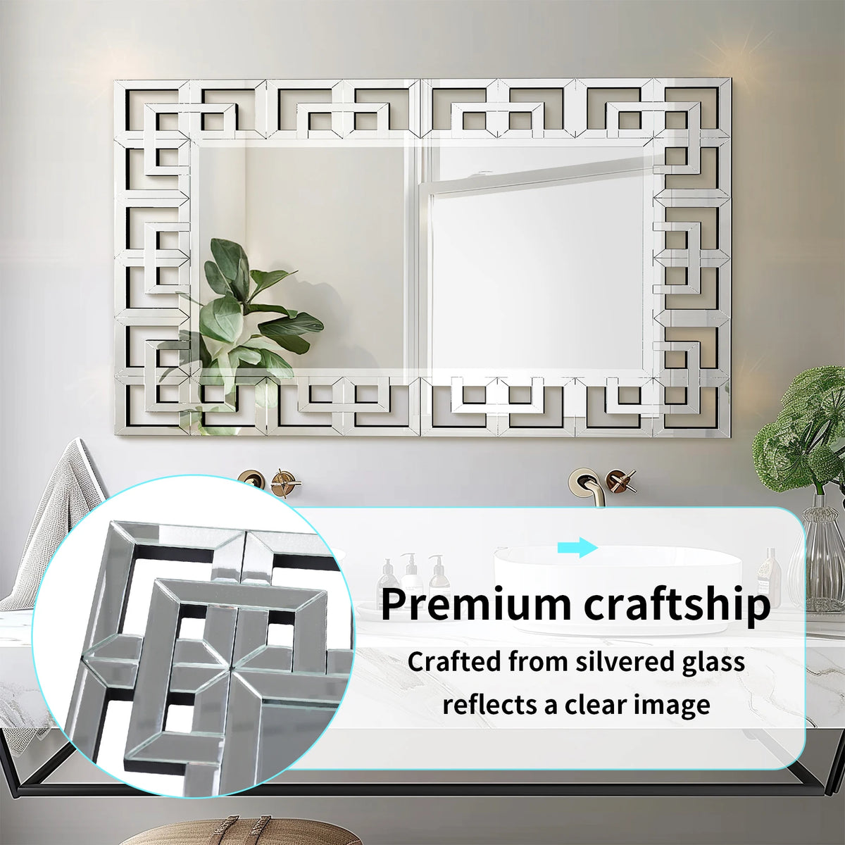 Beveled Glass Venetian Wall Mirror for Living Room and Bathroom
