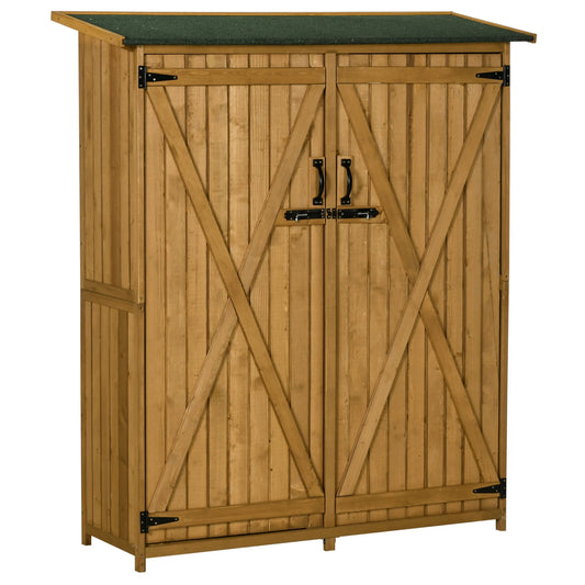 Outsunny Waterproof Wooden Garden Storage Shed With Shelves And Lock
