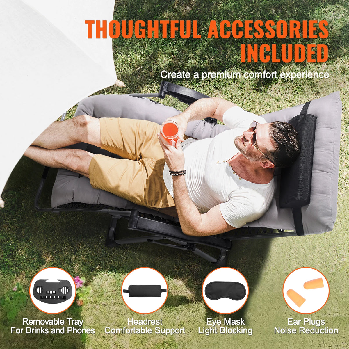 SucceBuy Zero Gravity Recliner with Cushion Footrest and Cupholder