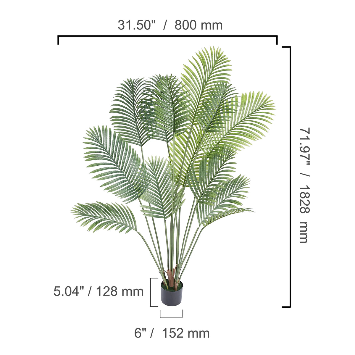 SucceBuy Artificial Palm Tree Faux Plant With Anti-Tip Protection