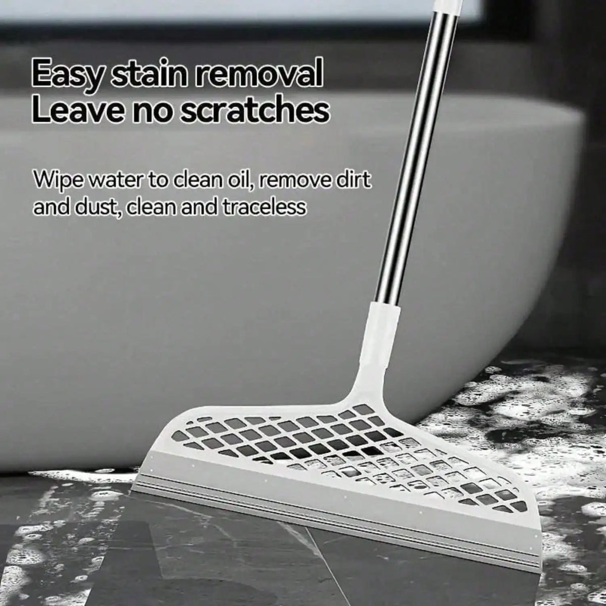 Silicone Broom Floor and Carpet Cleaner with Pet Hair Remover