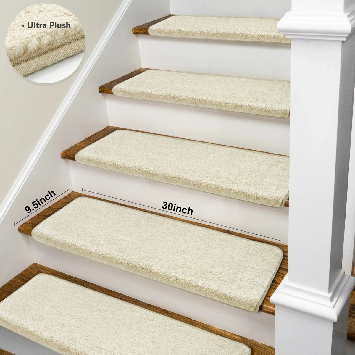 Bullnose Non Slip Stair Treads Washable Self Adhesive Carpet Mats