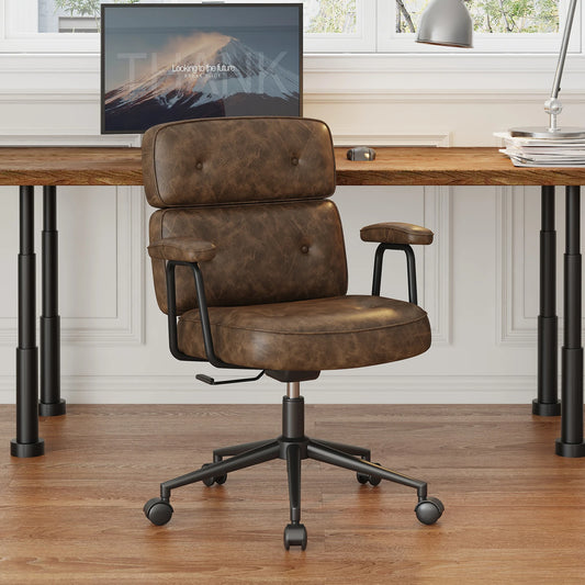 JHK Ergonomic PU Leather Office Chair With Lumbar Support