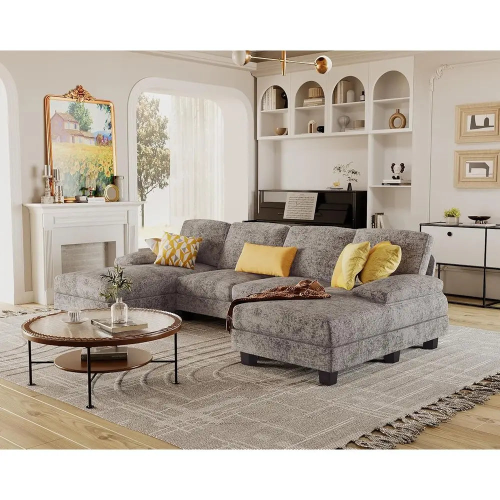 U Shaped Sectional Sofa With Double Chaise For Living Room