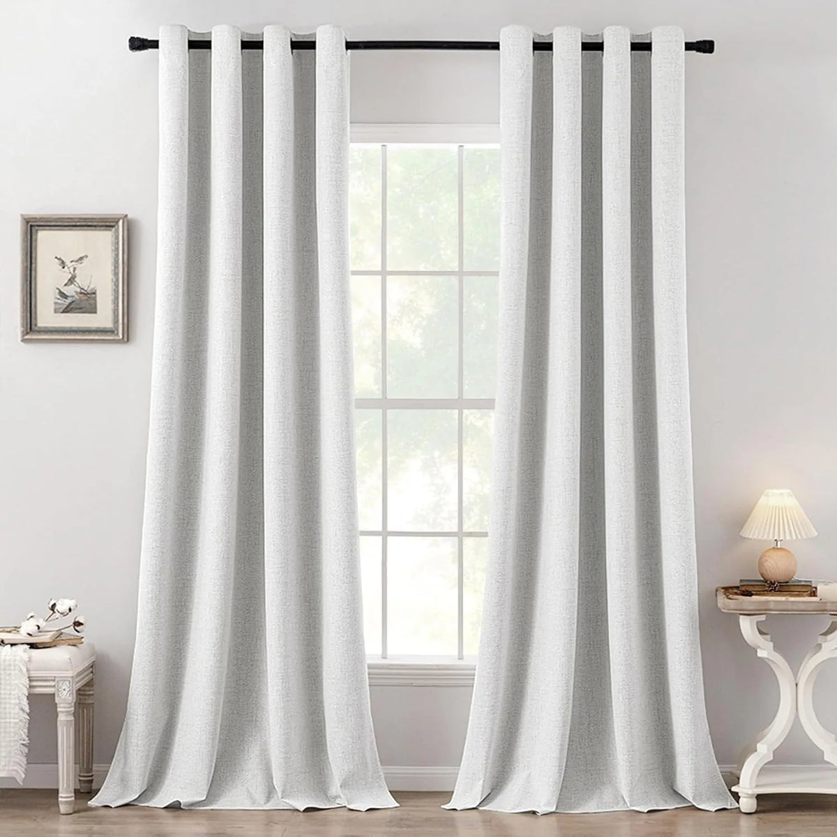 Linen Textured Full Light Blocking Thermal Insulated Grommet Curtains
